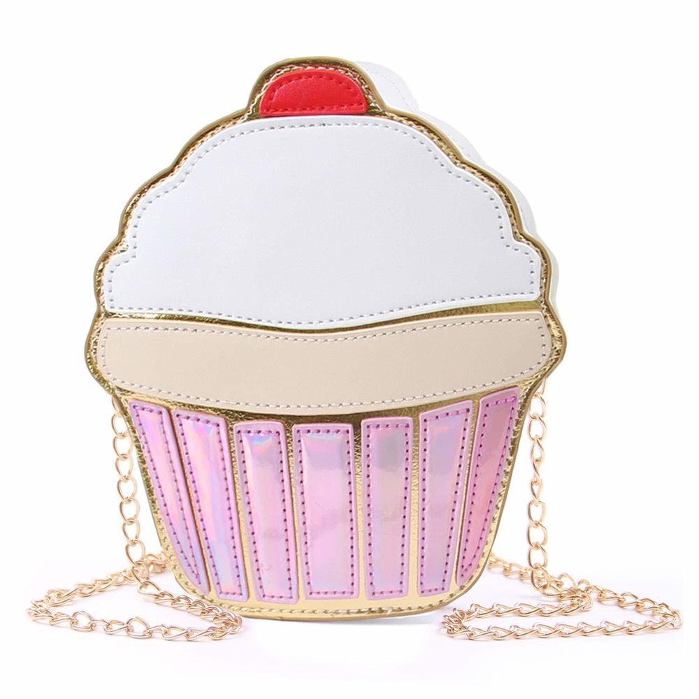 Girls Cupcake Popcorn Egg Fruits Milk Box Pu Crossbody Handbag Small o_o